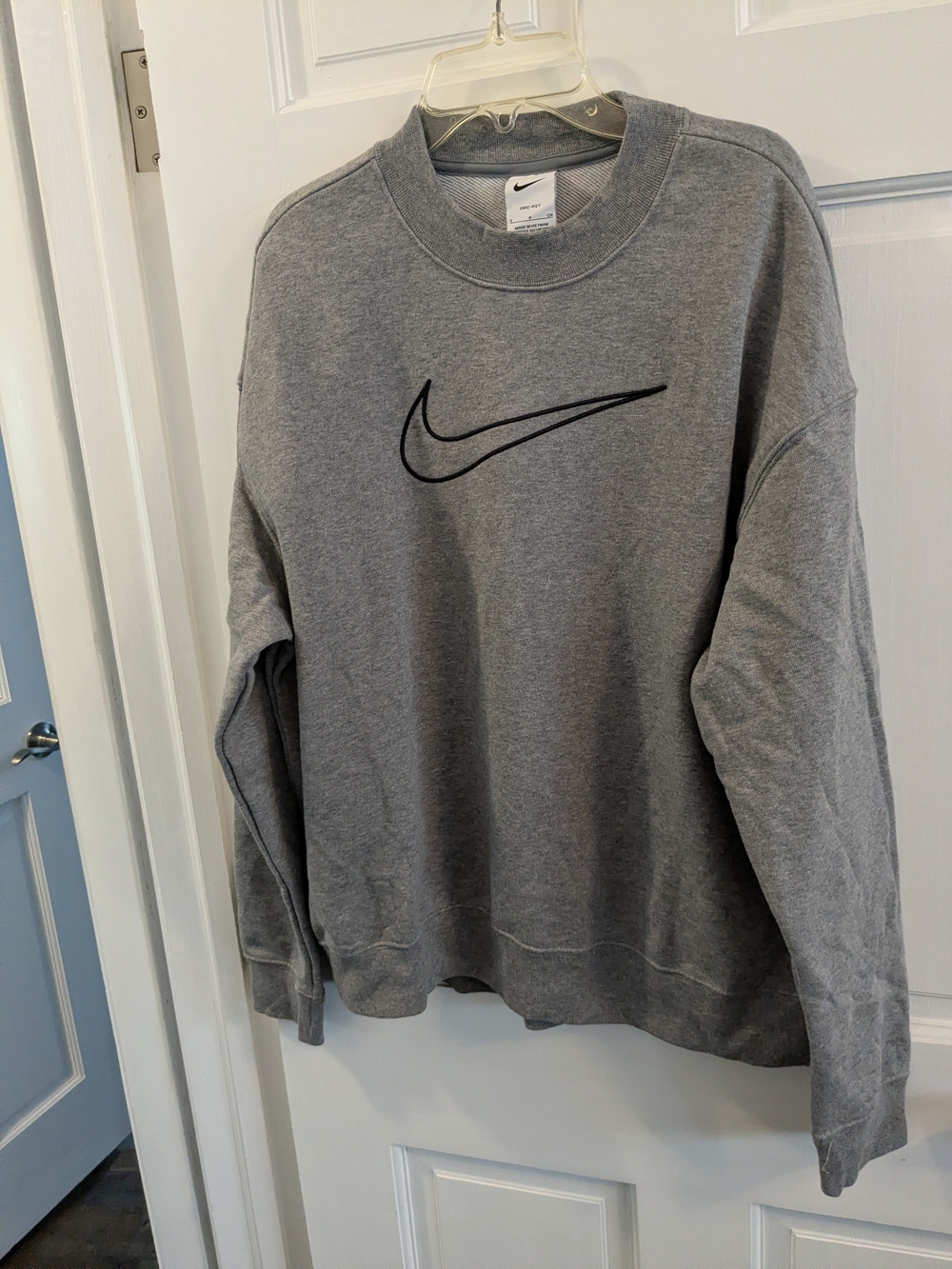 Nike Gray Crew Sweatshirt with Black Swoosh
